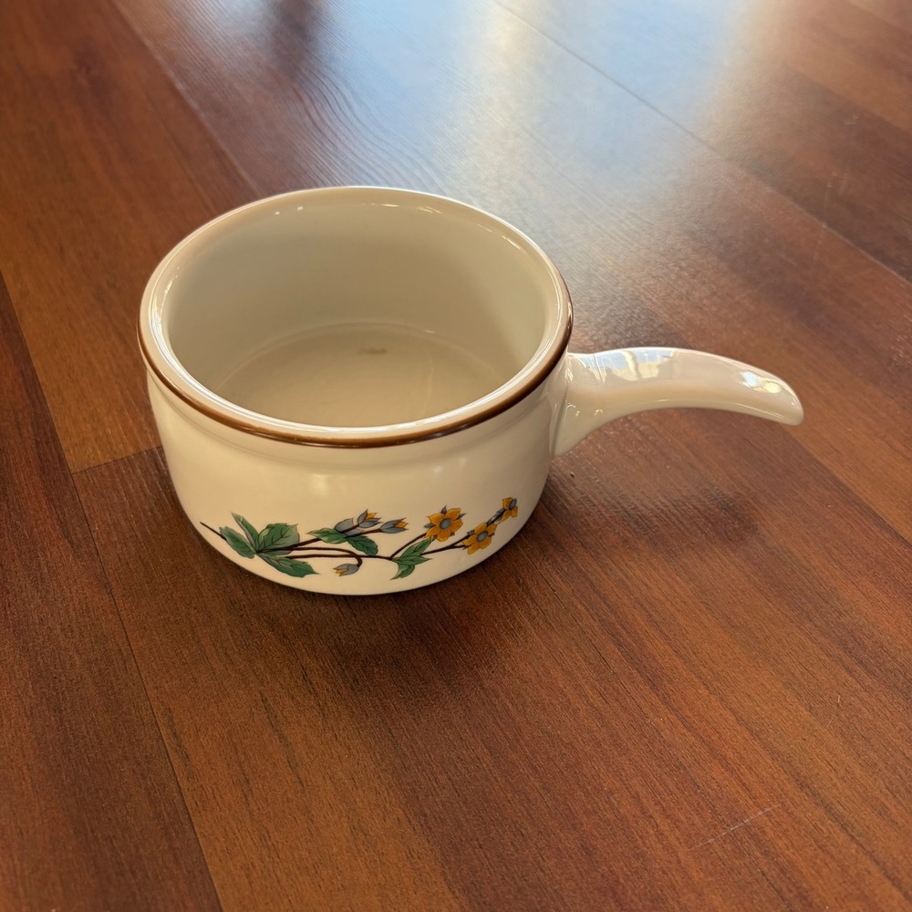 Woodhill Ceramic‎ Soup Bowl with Handle Floral Wildflower Cottagecore Bakeware